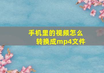 手机里的视频怎么转换成mp4文件