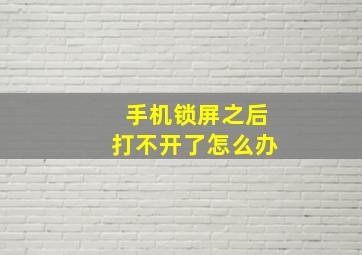 手机锁屏之后打不开了怎么办