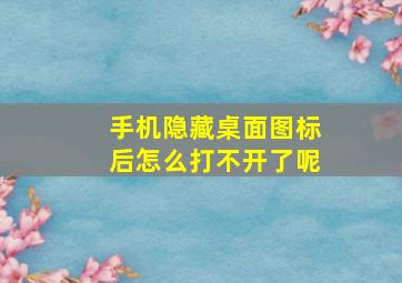 手机隐藏桌面图标后怎么打不开了呢