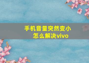 手机音量突然变小怎么解决vivo