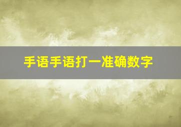 手语手语打一准确数字