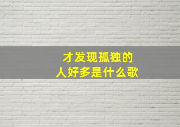 才发现孤独的人好多是什么歌