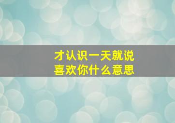 才认识一天就说喜欢你什么意思