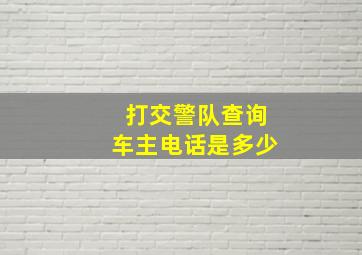 打交警队查询车主电话是多少