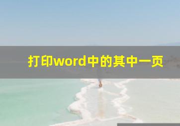 打印word中的其中一页