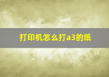 打印机怎么打a3的纸