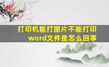 打印机能打图片不能打印word文件是怎么回事