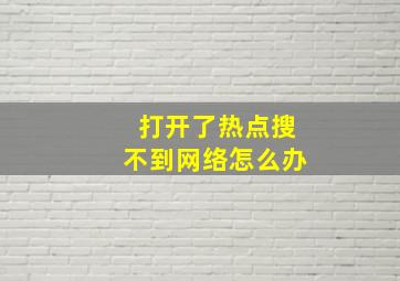 打开了热点搜不到网络怎么办