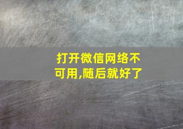 打开微信网络不可用,随后就好了