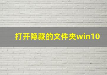 打开隐藏的文件夹win10