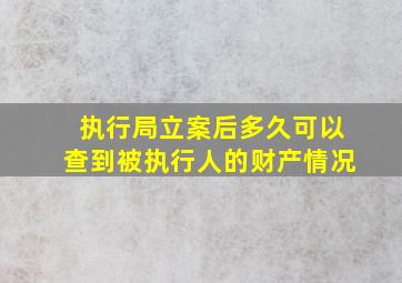 执行局立案后多久可以查到被执行人的财产情况