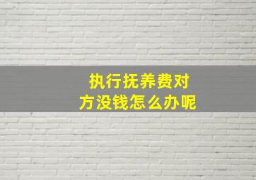 执行抚养费对方没钱怎么办呢