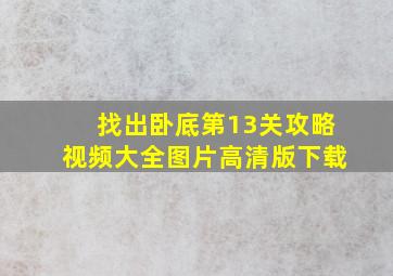 找出卧底第13关攻略视频大全图片高清版下载