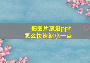 把图片放进ppt怎么快速缩小一点