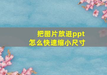 把图片放进ppt怎么快速缩小尺寸