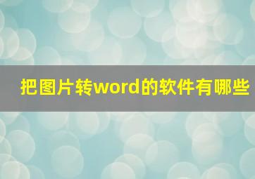 把图片转word的软件有哪些