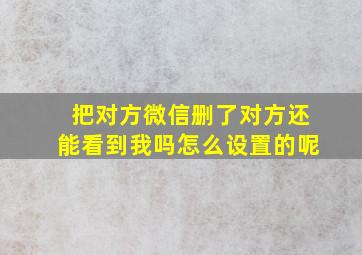 把对方微信删了对方还能看到我吗怎么设置的呢