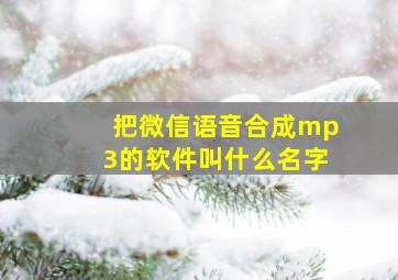 把微信语音合成mp3的软件叫什么名字