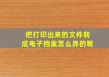 把打印出来的文件转成电子档案怎么弄的呢