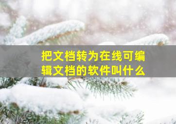 把文档转为在线可编辑文档的软件叫什么