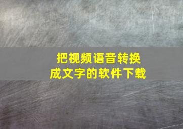 把视频语音转换成文字的软件下载