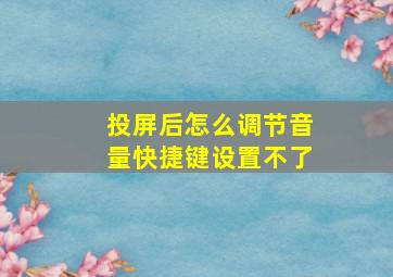 投屏后怎么调节音量快捷键设置不了