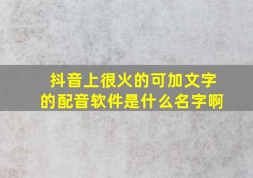 抖音上很火的可加文字的配音软件是什么名字啊