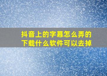 抖音上的字幕怎么弄的下载什么软件可以去掉