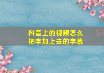 抖音上的视频怎么把字加上去的字幕