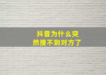 抖音为什么突然搜不到对方了