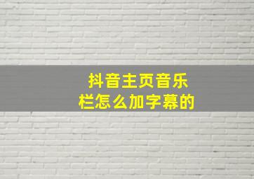 抖音主页音乐栏怎么加字幕的