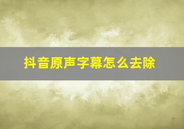 抖音原声字幕怎么去除