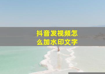 抖音发视频怎么加水印文字