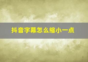 抖音字幕怎么缩小一点