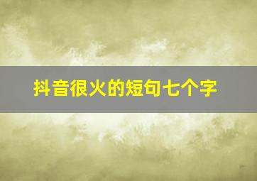 抖音很火的短句七个字