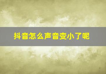 抖音怎么声音变小了呢