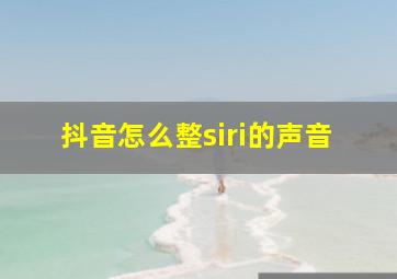 抖音怎么整siri的声音