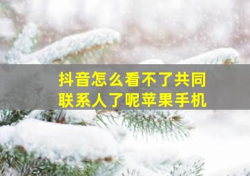 抖音怎么看不了共同联系人了呢苹果手机