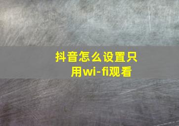 抖音怎么设置只用wi-fi观看