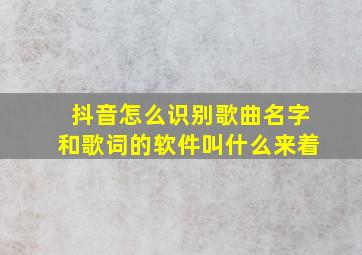 抖音怎么识别歌曲名字和歌词的软件叫什么来着