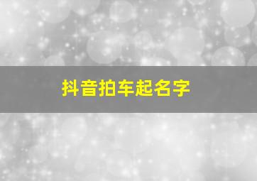 抖音拍车起名字