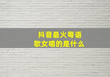 抖音最火粤语歌女唱的是什么