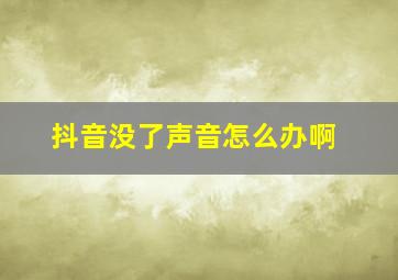 抖音没了声音怎么办啊