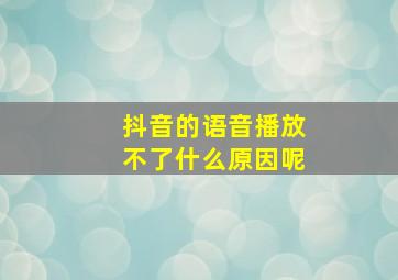 抖音的语音播放不了什么原因呢