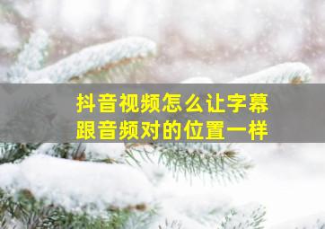 抖音视频怎么让字幕跟音频对的位置一样