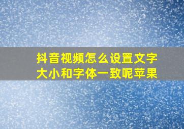 抖音视频怎么设置文字大小和字体一致呢苹果