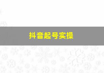 抖音起号实操