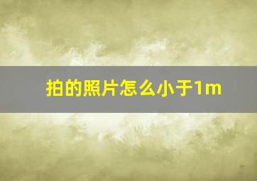 拍的照片怎么小于1m