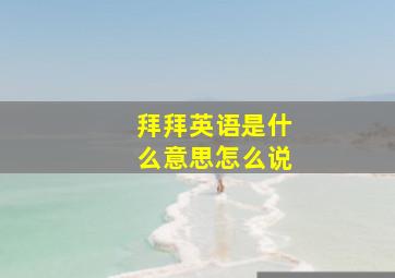 拜拜英语是什么意思怎么说