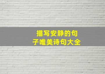 描写安静的句子唯美诗句大全